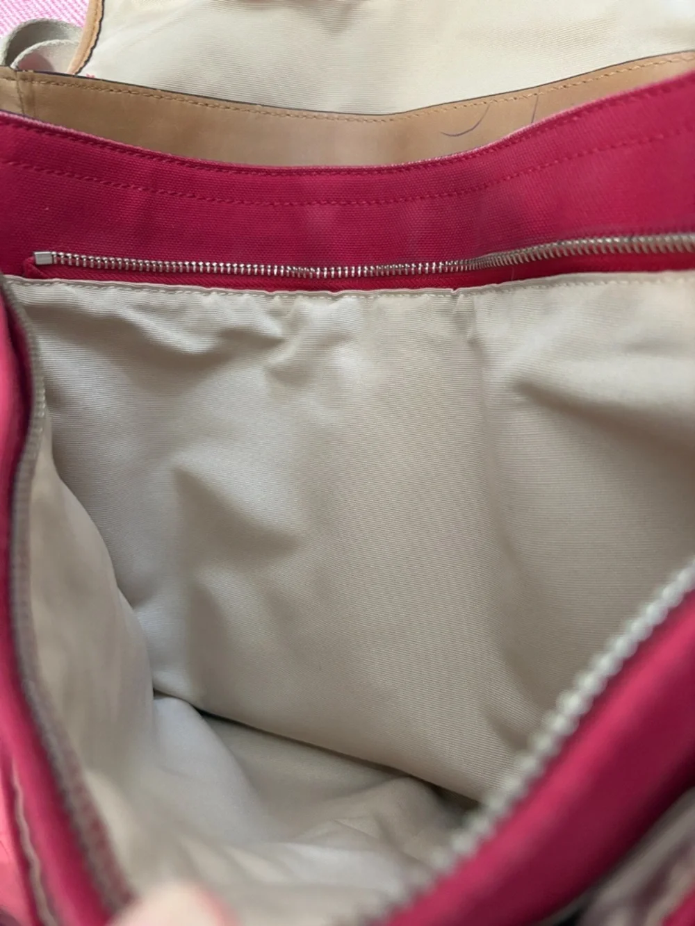 Coach Red Canvas Messenger Bag with Cream Strap and Tan Trim - Picture 10 of 12